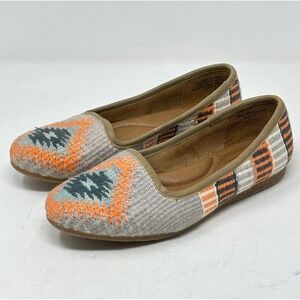 Born Women Shoes 6.5 Southwestern Woven Geometric Fabric Loafers Flats Gray Boho